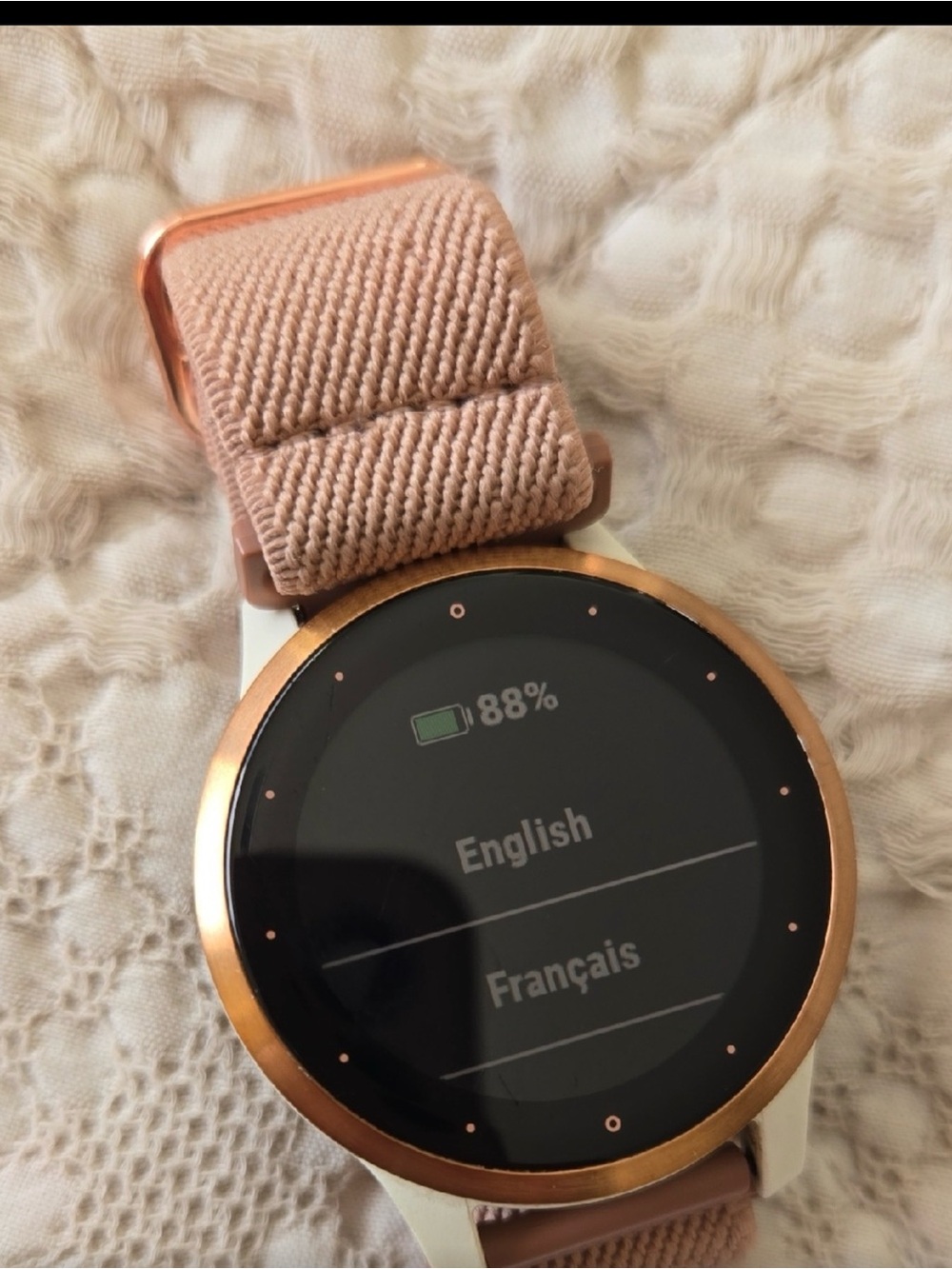 garmin Rose Gold and Pink Smartwatch